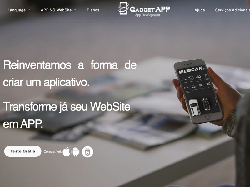 Página inicial do projeto GadgetAPP